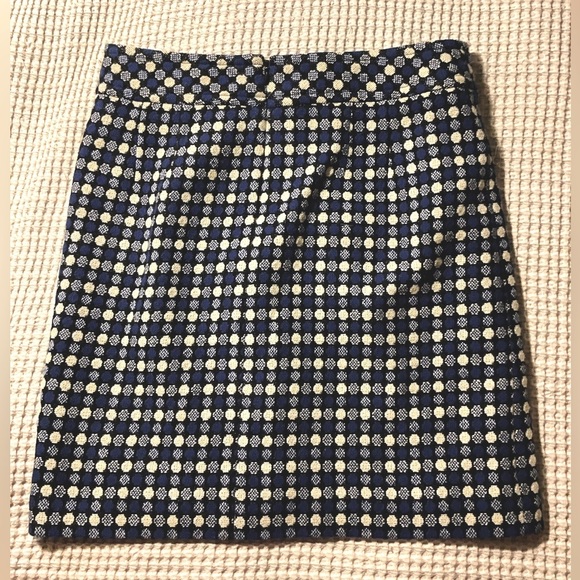 Talbots Blue/black geometric print Brunch A-line classic skirt, 6P, MSRP $89 - Picture 4 of 8